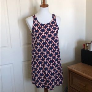 Blue orange and white shift dress